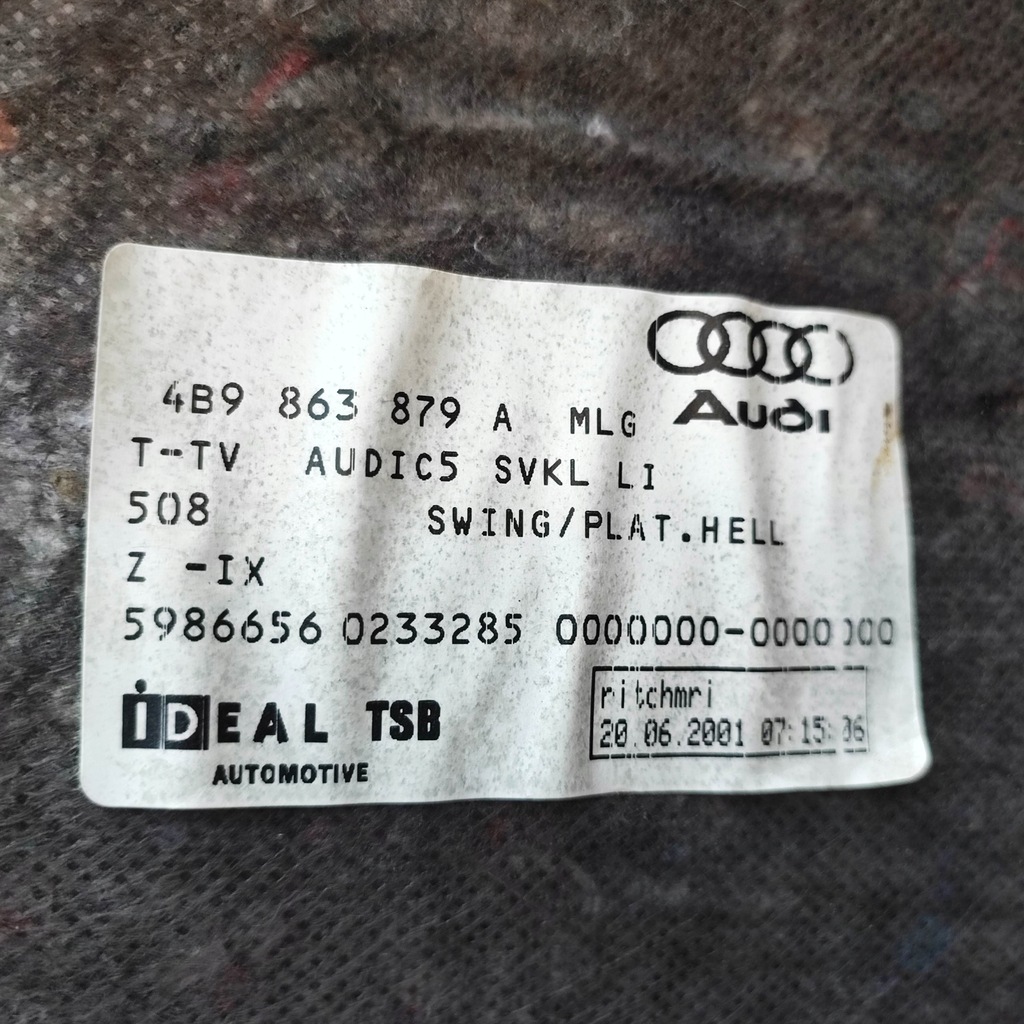 фото №9, Оббивка багажника audi a6 c5 kombi комплект