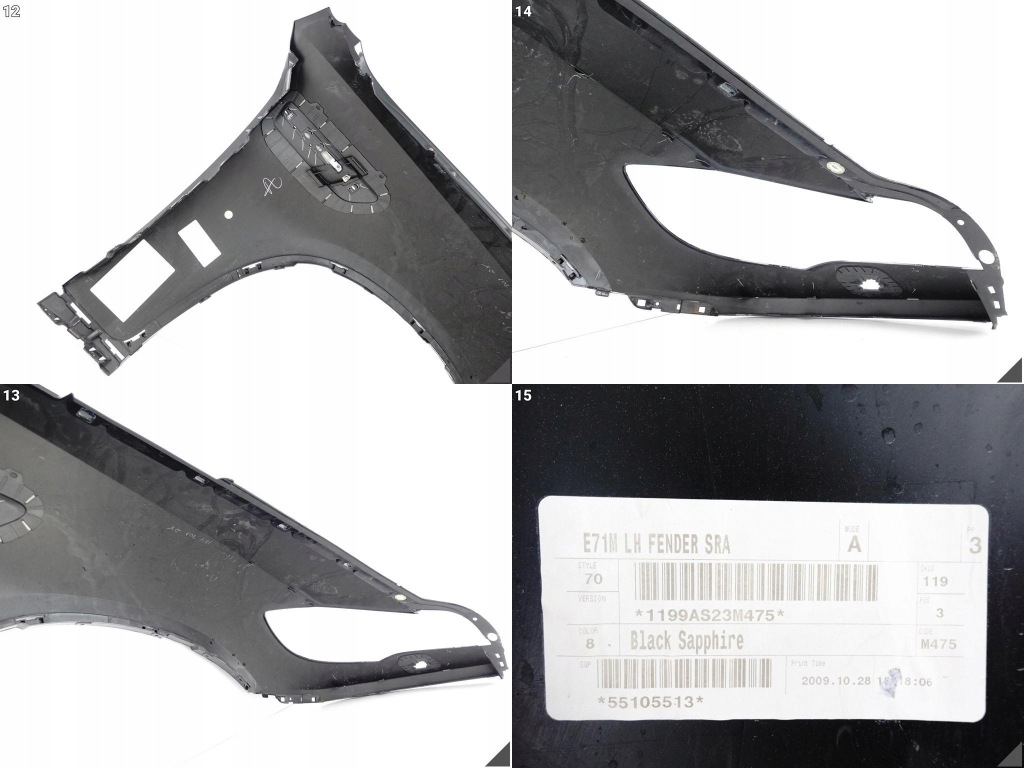 Bmw x6 x6m e71 e71m m-power крыло  левое  перед черный sapphire нет клеёный Цена