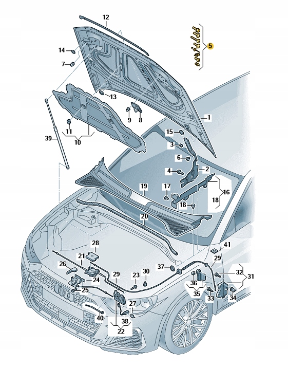 фото №1, Набор элементов крепёжных капот перед audi q3