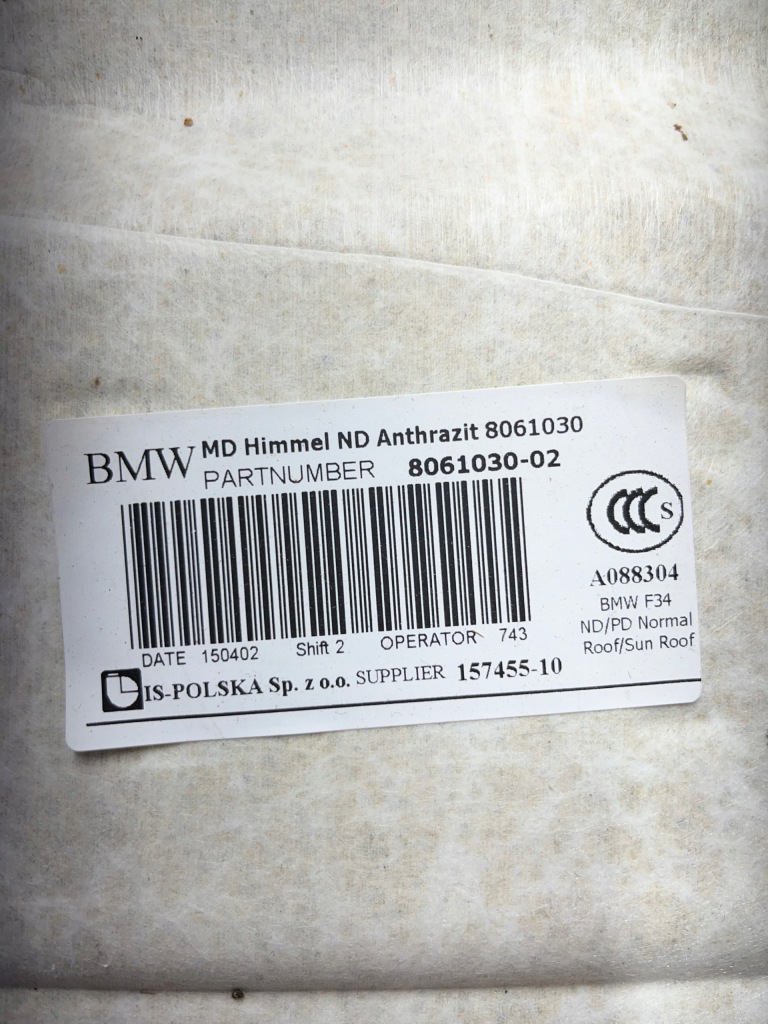 фото №16, Bmw 3 gt f34 потолок anthrazit комплект czarna пластики фонари оригинальный номер 8061030