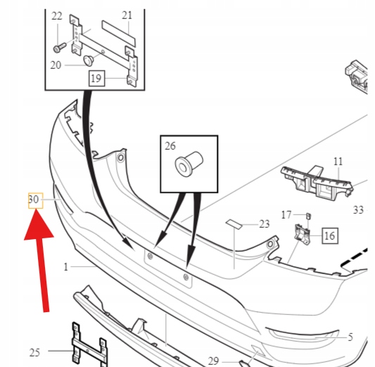 фото №1, Отражатель бампера правый задняя volvo c30 2010- оригинальный номер 31283892