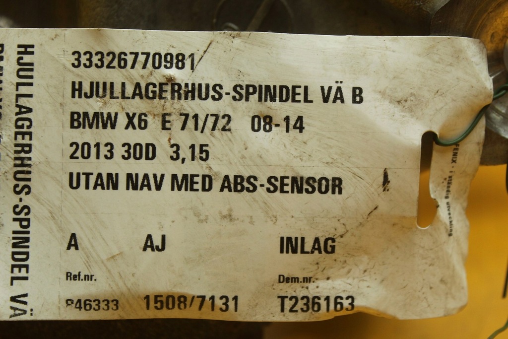 фото №10, Поворотний кулак лівий задня bmw x6 e71 6770983