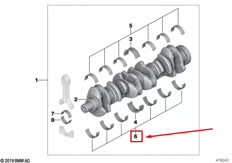 Вкладиш головна вала колінчастого двигуна bmw x5 e70 7810417 11217810417 Ціна