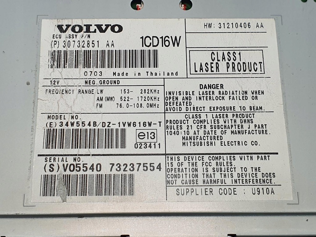 фото №3, Считыватель cd радио volvo c70 ii 30732851