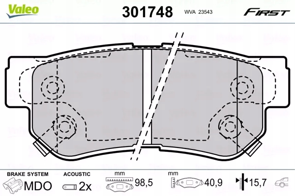 Купити Гальмівні колодки ham. huandai sonata ef 301748 valeo гальмівні колодки