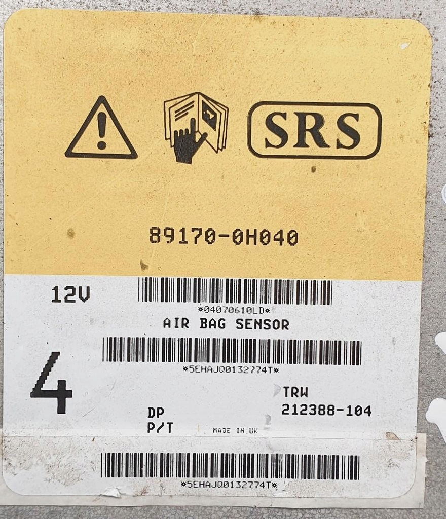 фото №3, Датчик air bag подушка безпеки citroen c1 i 89170-0h040