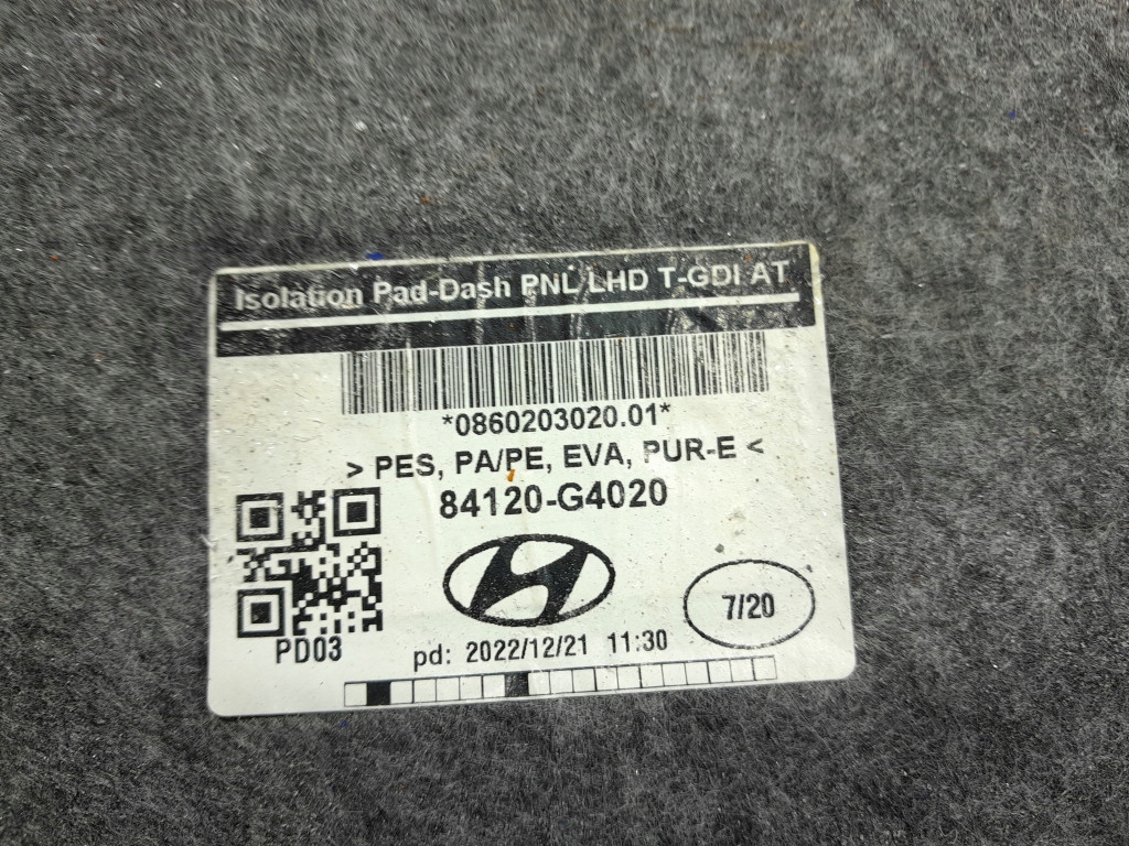 фото №8, Hyundai i30 iii lift шумоізоляція стіни перегородки 84120-g4020