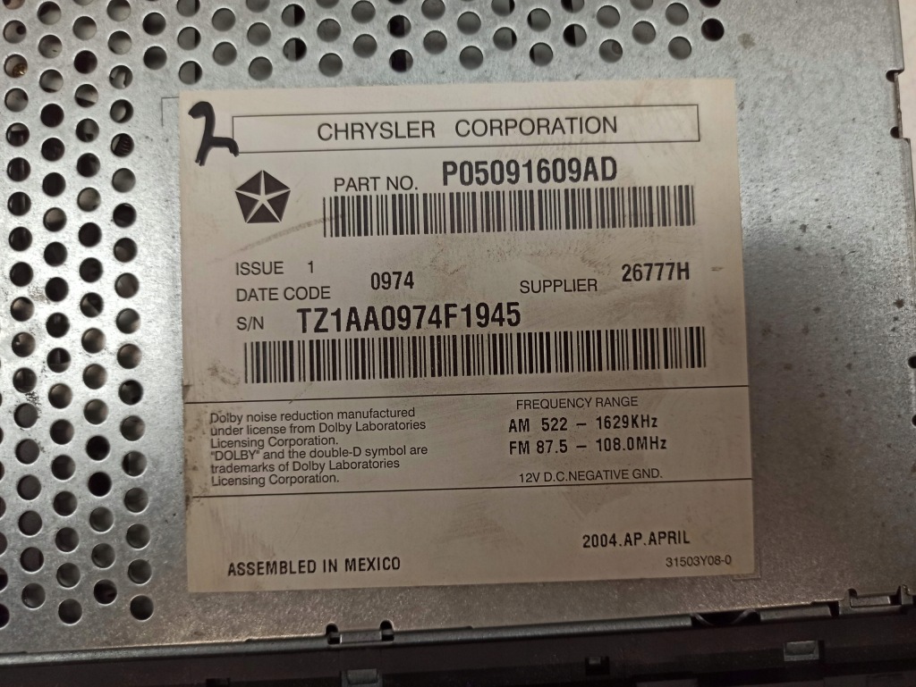 фото №4, Chrysler voyager doge jeep радіо cd касети p05091609ad