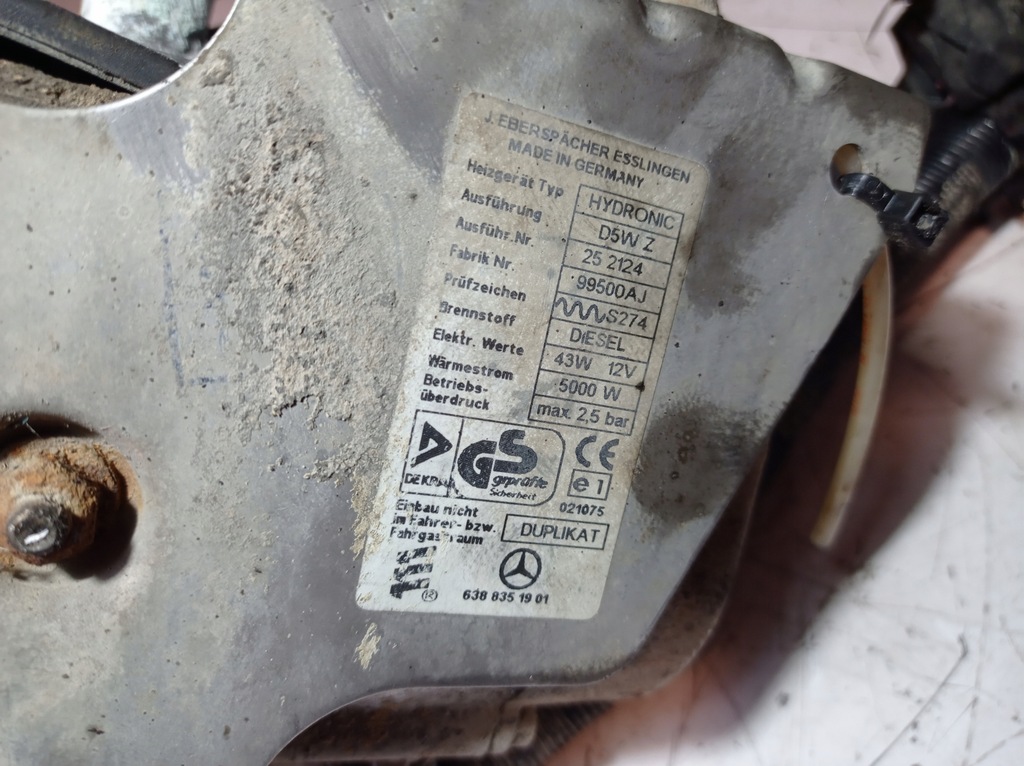 фото №5, Webasto обогреватель стояночный mercedes vito 252124