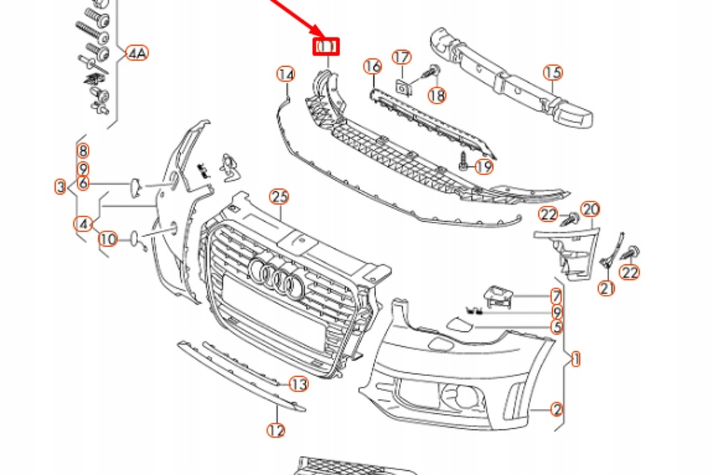 фото №10, Audi a1 8x бампер передній шасі element замикаючий новий оригінальний 8x0
