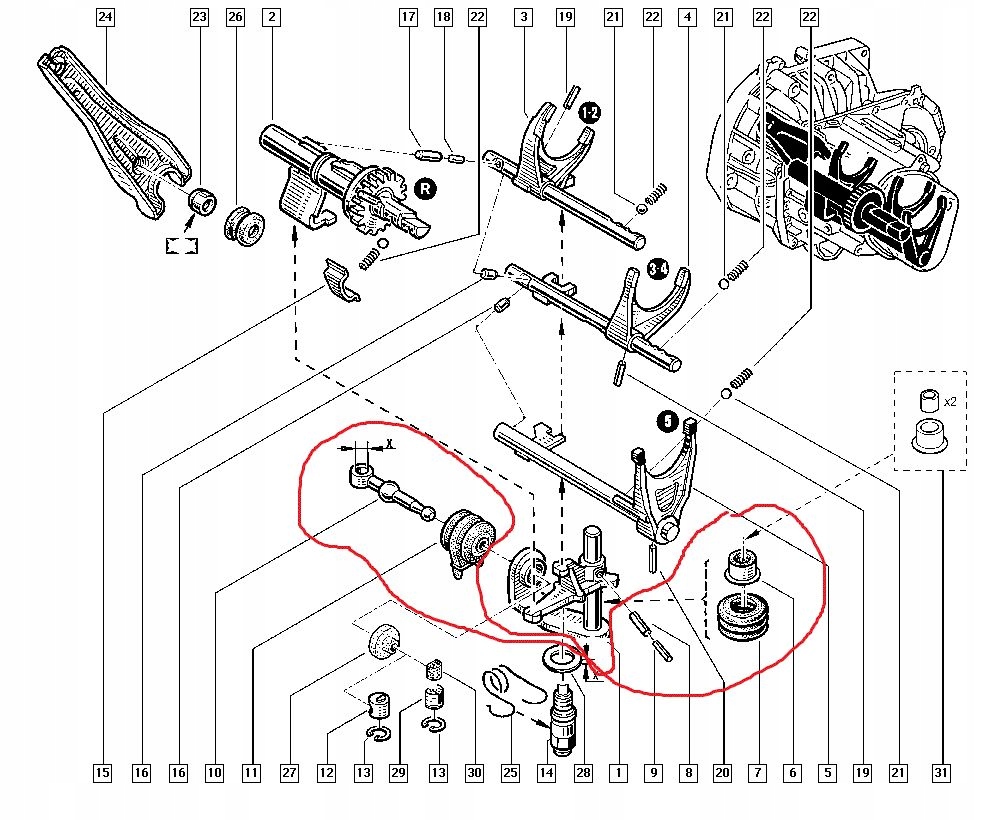 фото №3, Набір ремонтний важіль перемикання передач  clio ii kangoo scenic i