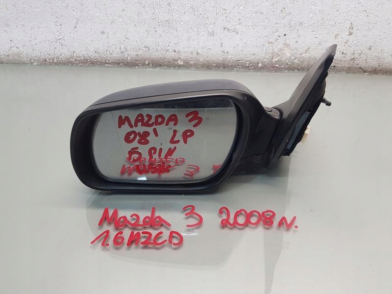 фото №1, Зеркало левая 5 pin mazda 3 i bk