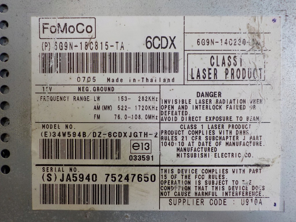 фото №5, Land rover freelander ii 2.2 td4 07r радіо cd 6g9n-18c815-ta