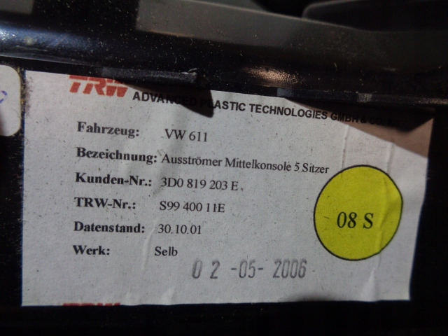 фото №13, Решётка обдув задняя vw phaeton 02-10 3d0819203e