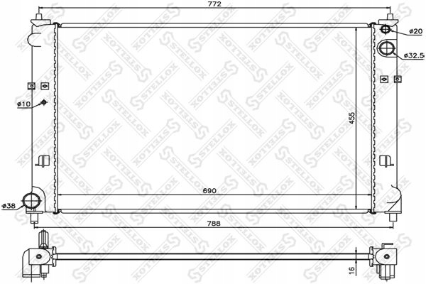 фото №1, Stellox 10-25855-sx радиатор, система охлаждение двигателя
