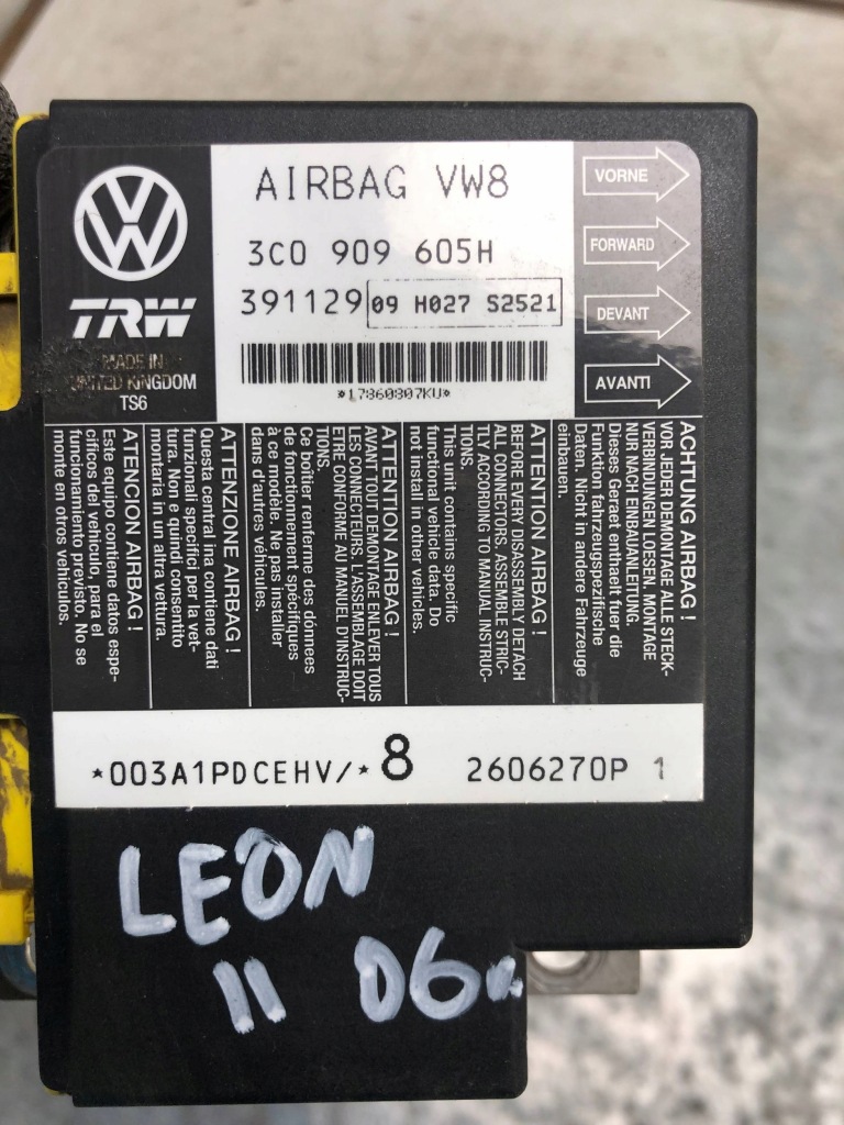 фото №3, Модуль датчик подушка безопасности seat leon ii 3c0909605h