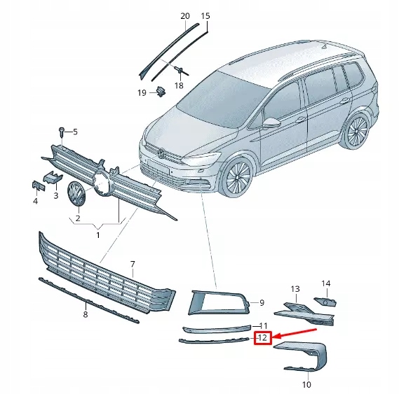фото №1, Vw touran 5t передня частина правий бампер молдинг 5ta853102c2zz