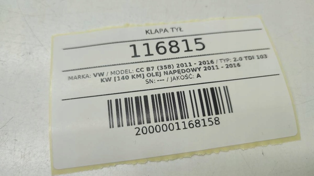 фото №14, Кришка багажника задня задня багажника комплектна лампи vw passat b7 cc li7f