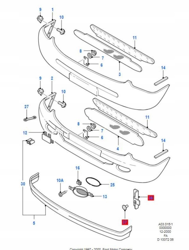 фото №9, Решітка бампера правий перед ford escort 95-01