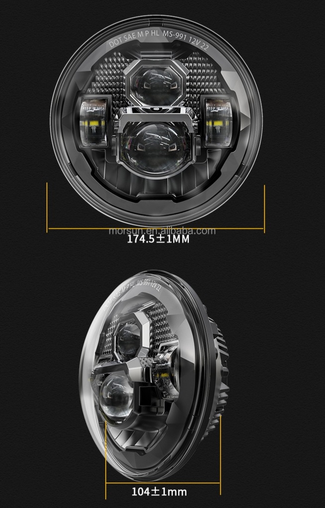 фото №9, Лампы фары led перед 7" 84w jeep wrangler jk tj cj jl rubikon sahara