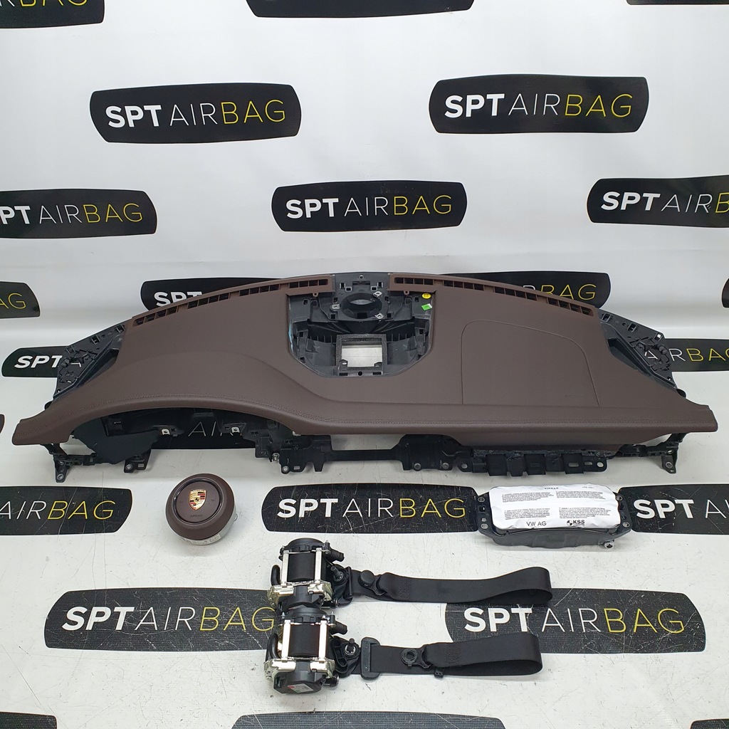 фото №1, Porsche 992 панель приладів коричнева консоль подушки безпеки подушка безпеки