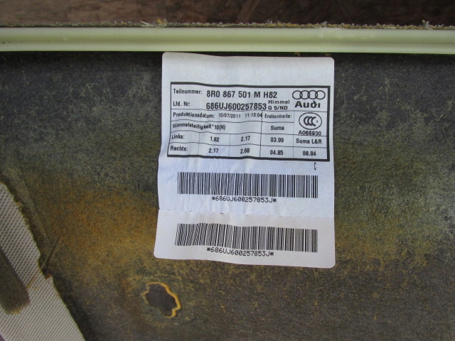 фото №8, Audi q5 i 8r потолок 8r0867501m