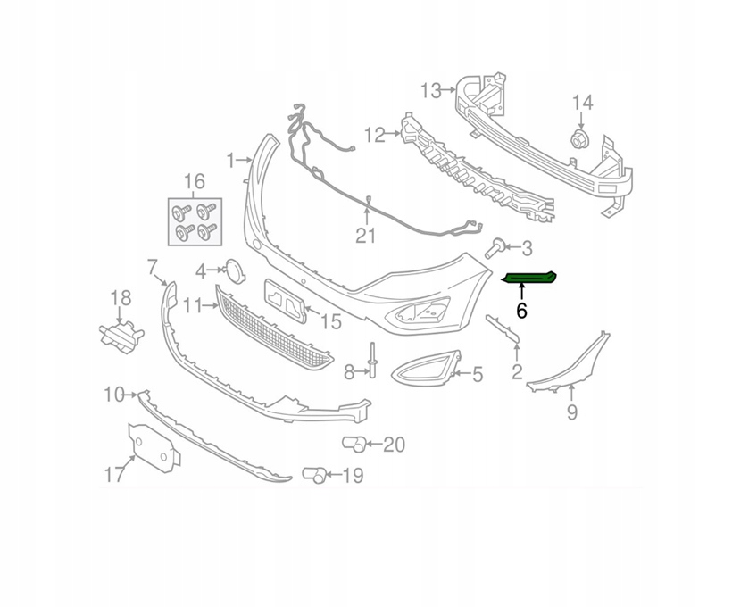 фото №1, Решётка радиатора бампера ford edge 15- левый новый