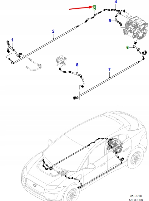 фото №1, Jaguar i-pace x590 rear правий line шланг t4k5948 original