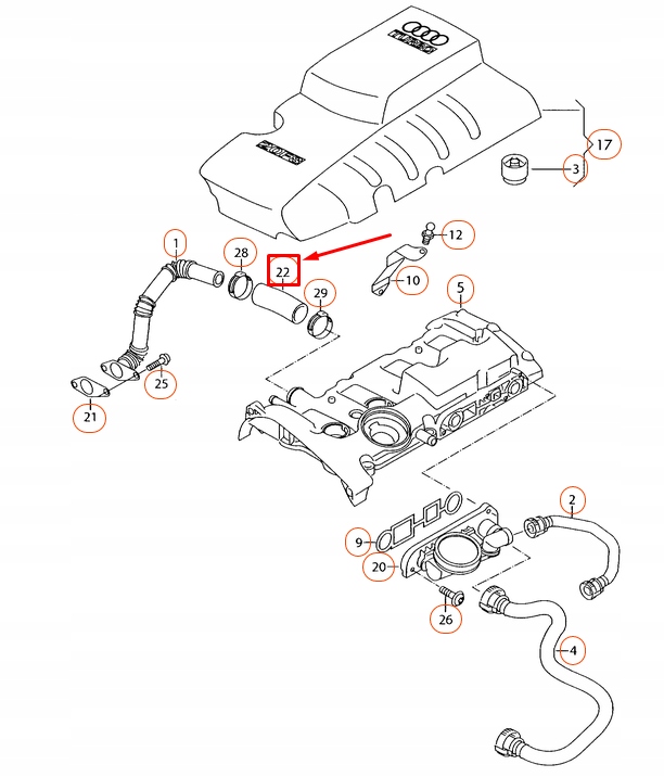 Audi a4 b7 з'єднувач трубка вентиляційний 06d133299c оригінальні Зі Шроту
