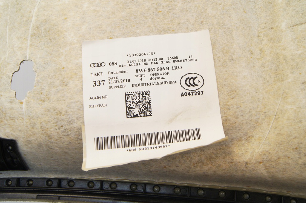 фото №7, Потолок серая audi a5 ii coupe 18r f5 b9 8w