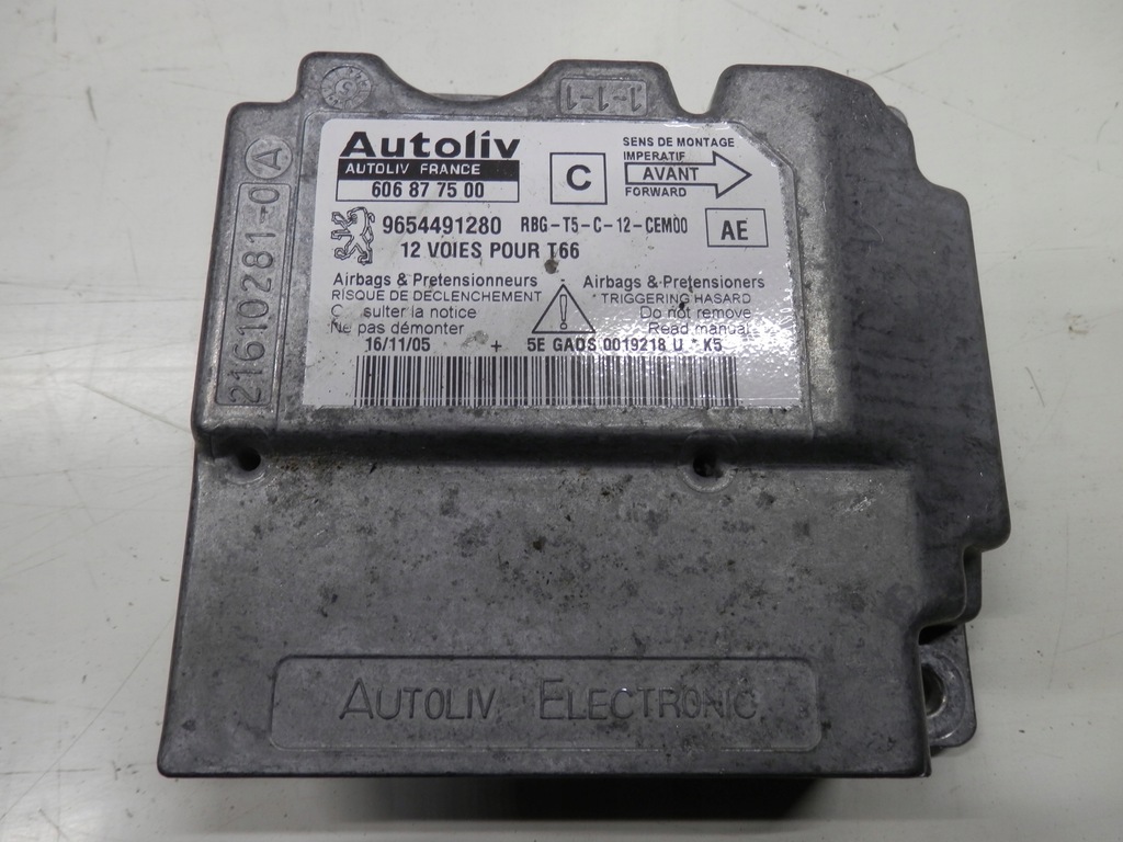 фото №1, Peugeot 307 модуль датчик подушка безпеки 9654491280