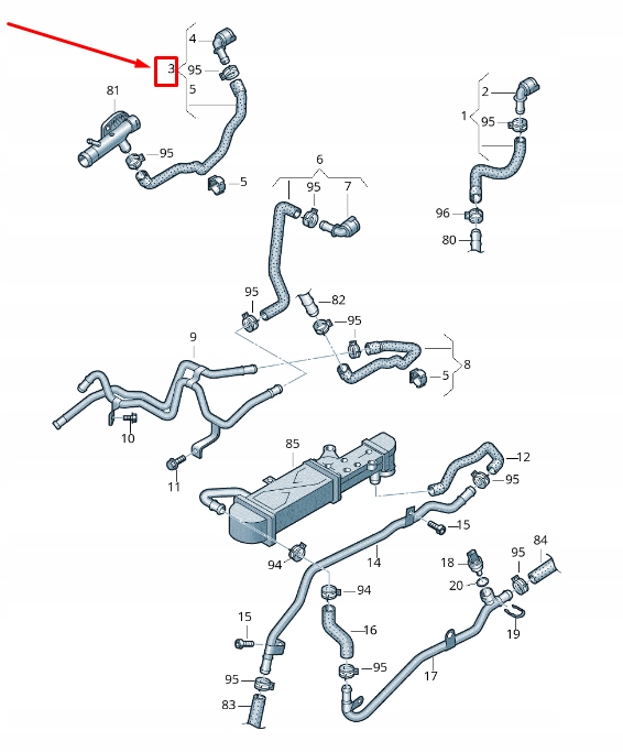 фото №1, Vw eos 1f охолоджуюча рідина шланг with quick release з'єднувач 1k0122157jh