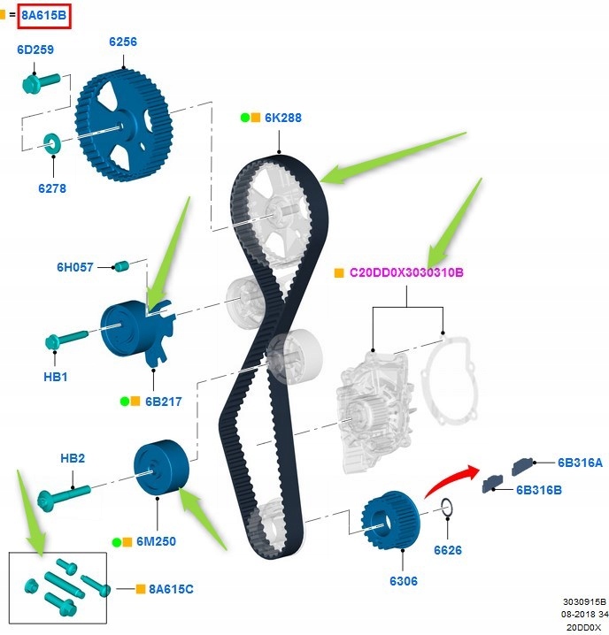 фото №11, Набор грм + насос wody 2.0 tdci dw10c 1855735