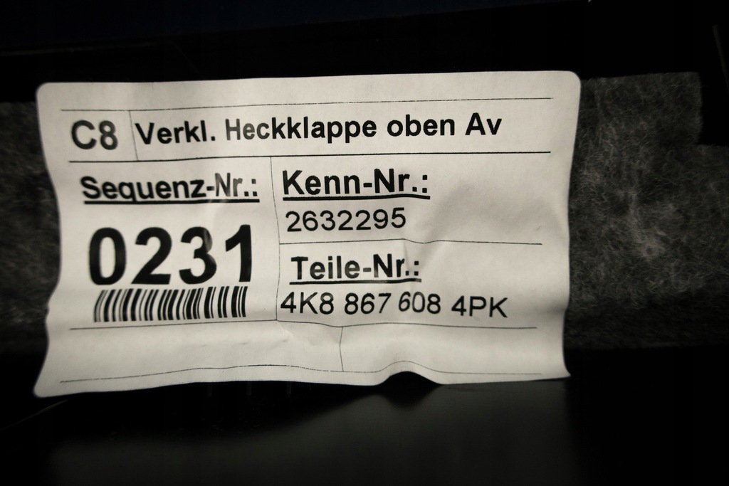 фото №8, Оббивка кришки багажника audi a7 s7 4k8 4k8867608