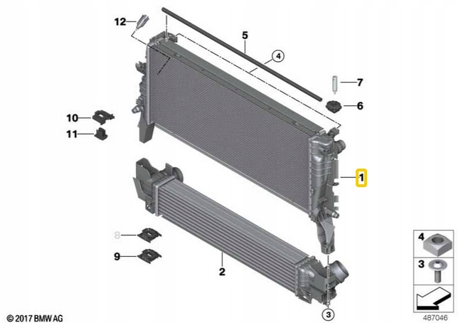 Радіатор води 8645800 кондиціонера 9271204 набір mini f54 f55 f56 f57 в Україні