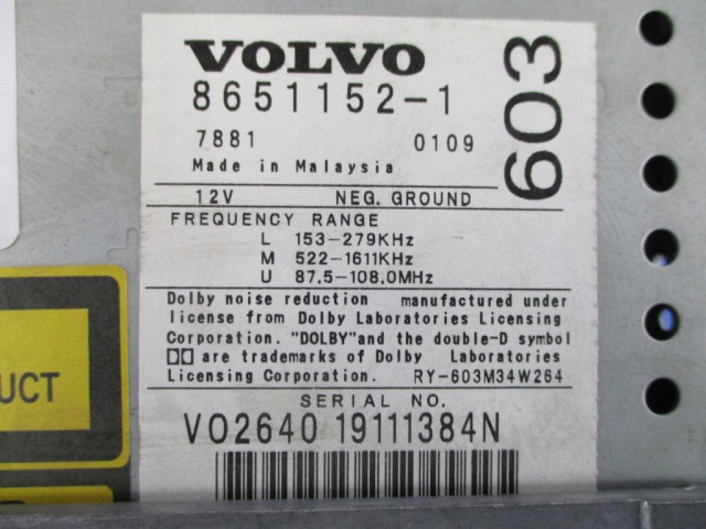 фото №4, Volvo v70 ii 00-05r радио радиопроигрыватель cd 8651152-1 оригинал