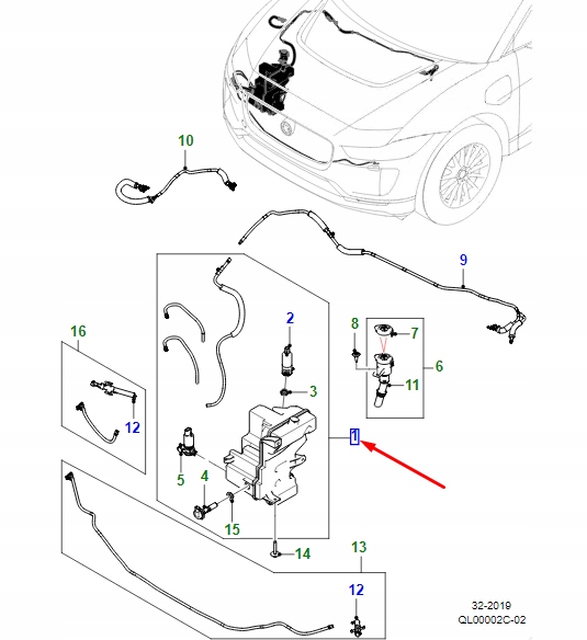 фото №1, Jaguar i-pace x590 window омыватель бак t4k18474 original
