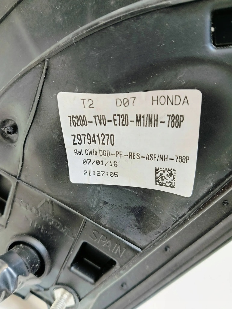 фото №9, Honda civic ix lift 15-17 електричний дзеркало праве rhd/uk 1,8 i-vtec