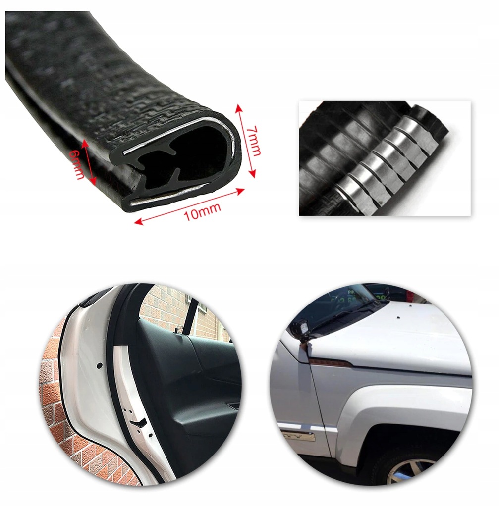 фото №12, Прокладка дверь резиновый zbrojona универсальная защита край краевая 5m