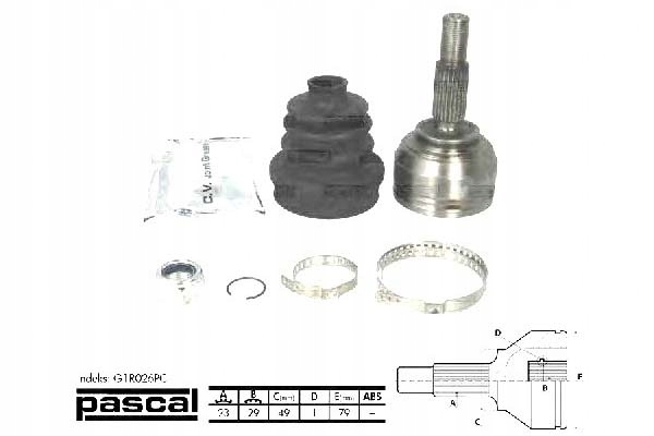 фото №2, Pascal g1r026pc набір шарнір, wał привідний