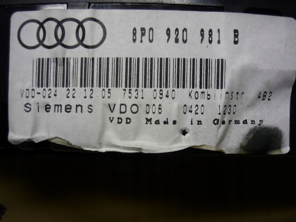 фото №6, Audi a3 8p счетчик приборы 8p0920981b
