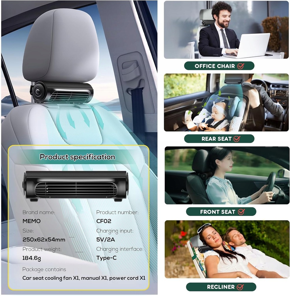 фото №10, Новый вентилятор автомобильный , przenośny вентилятор сиденья автомобильный