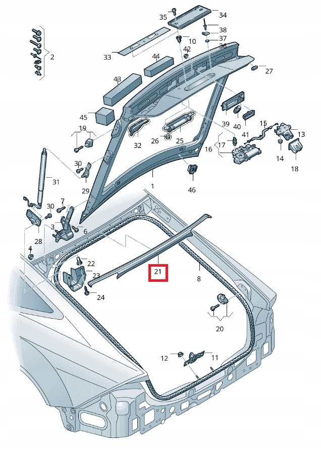 фото №12, Audi a7 s7 rs7 c8 2018- молдинг прокладка верхний крышки багажника 4k8 оригинал