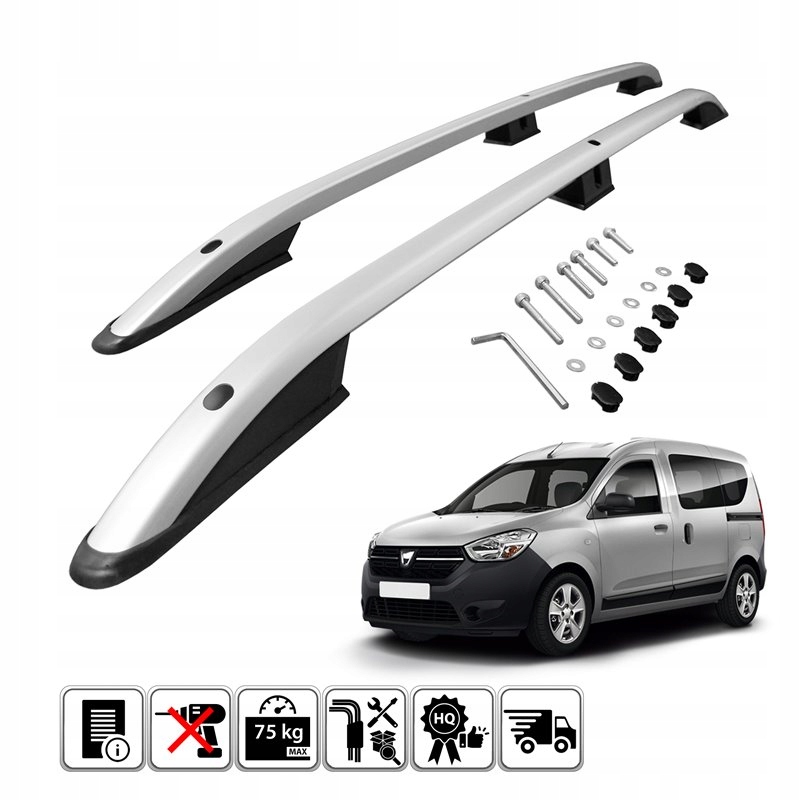 фото №1, Рейлінги дахові do dacia dokker 2012-2020 сріблястий