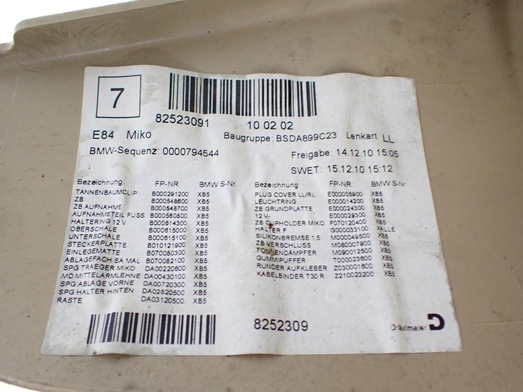 фото №10, Тунель підлокітник europa оригінал 8252309 bmw x1 e84 11r