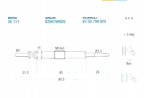 фото №1, Fae свеча накаливания renault grand scenic iii 1.9 dci