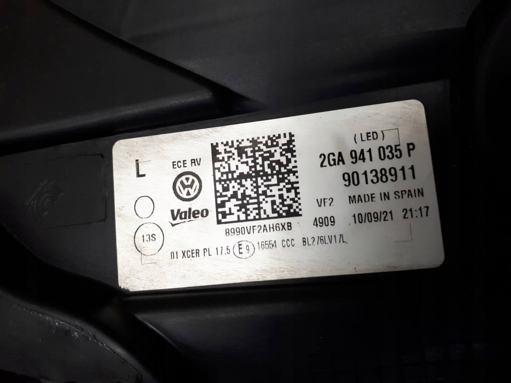 фото №15, Vw t-roc 17- лампа передняя левая full led 2ga941035p фара левый