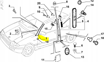 фото №6, Захист стійка лівий перед fiat palio siena оригінальний номер 714257631