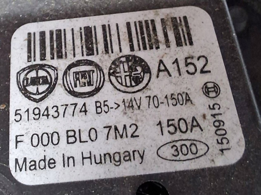 Генератор fiat 500x jeep renegade 1.6 e-torq 15r 51943774 накладка 55258367 в Украине