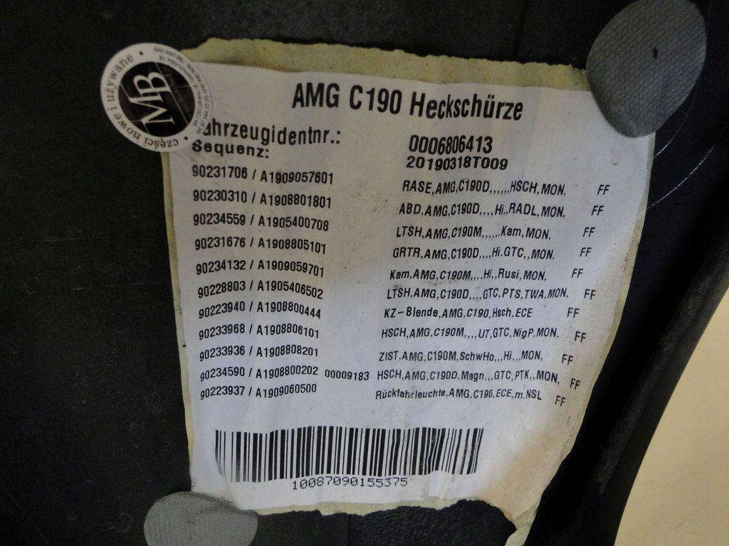 фото №14, Mercedes amg gt c190 190 coupe roadster бампер задній na датчики pts